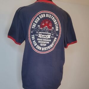 The Sak Blue and Red Short Sleeve Tee with Graphic Design